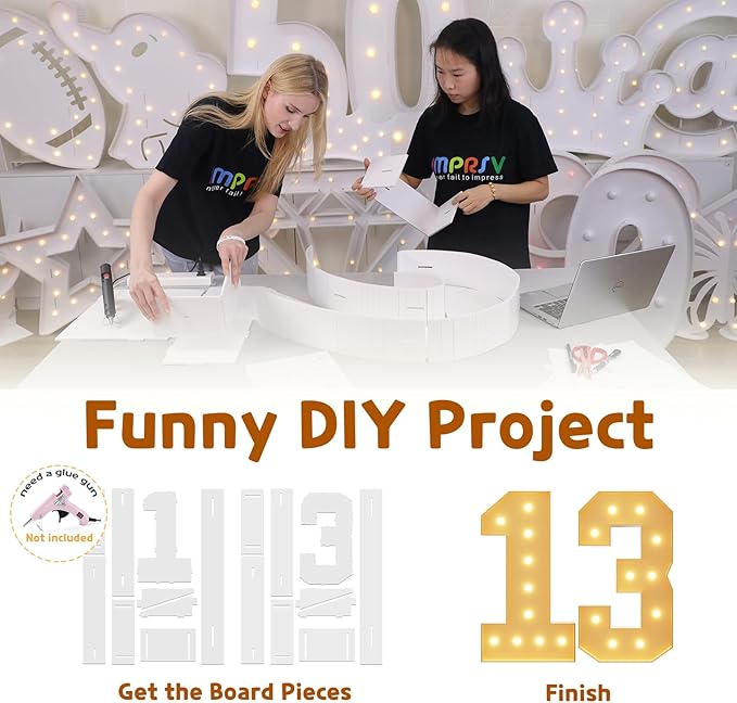 Event Party Supplies, 4 Ft Light Up Marquee Numbers with Foam Board Frame