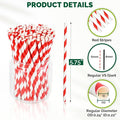 Paper Cocktail Straws, Red and White Striped, 5.75 Inch, 500 Count