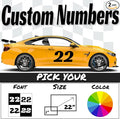 Fairwinds Designs Custom Race Car Number Decals | Set of 3 Heavy Duty Vinyl Stickers | Choose Size in Inches | Numbers for Cars Truck Motorcycle Jet Ski Boat | Racing Autocross Pro (Black, Medium)