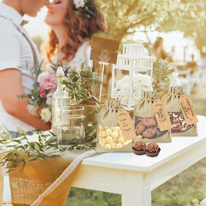 Gift Bags with Drawstring, 4x6 Inch Burlap Sheer Organza, Pack of 50