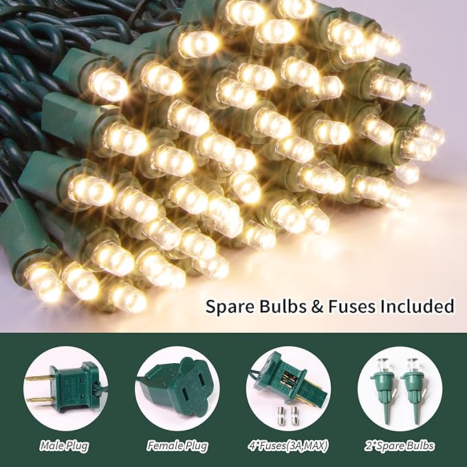 Indoor String Lights, 300 Warm White LEDs, 64.8ft, Waterproof