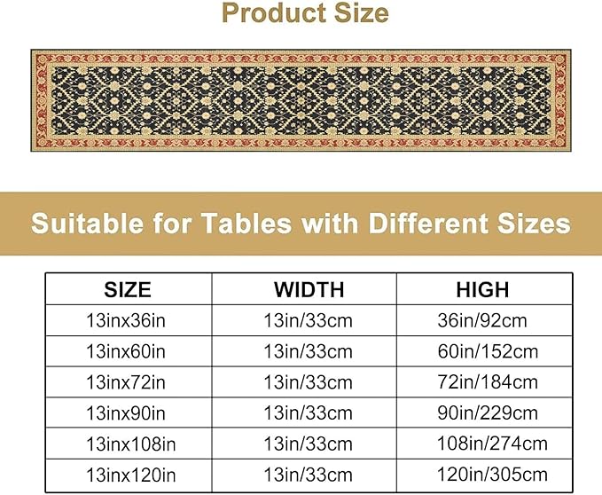 Vintage Morris Floral Table Runner, Boho Rustic Farmhouse Flower Pattern for Home Kitchen Table Decor Dining Coffee Room Party Decor 13x36in