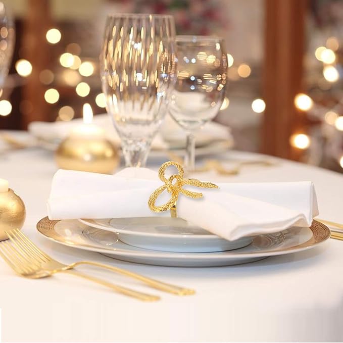 Pack of 18 Napkin Rings Alloy Hollow Out Flower Napkin Holder Dinning Table Napkin Ring for Dinner Parties Wedding Banquet Table Setting Family Gatherings Table Decor（Gold，18）