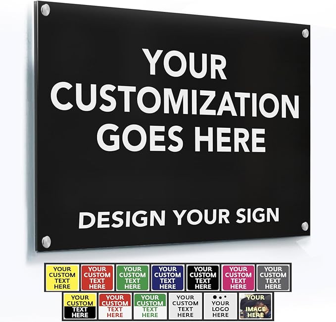 Custom Outdoor Metal Sign - Personalized Aluminum Safety and Business Signs, Waterproof (Black Background, White Aluminum, 36x24 In)