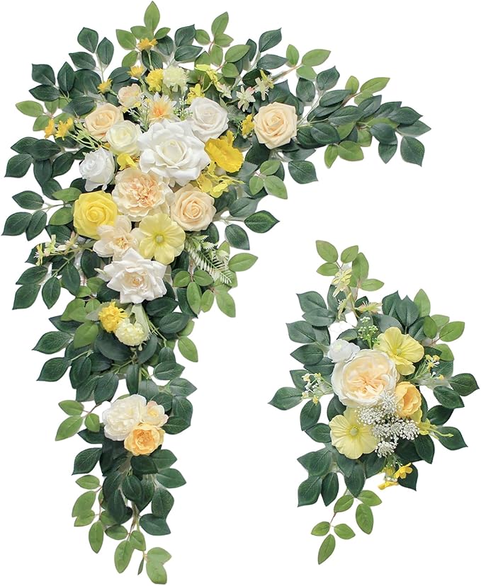 Artificial Flowers Wedding Arch Kit, 2 Pieces with 20 Plastic Stems