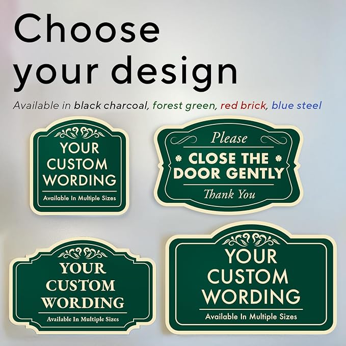 Custom Decorative Outdoor Metal Sign, Personalized Aluminum, Customized Driveway, Waterproof Made in USA - Design 2, Forest Green 18x12 In