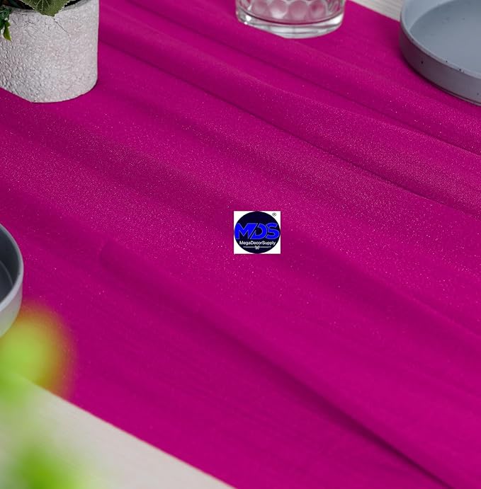 MDS Halloween Chiffon Table Runner - 15 Pack, 29 x 120 Inches, 10ft Each - Sheer Spooky Table Runners for Haunted House Parties, Trick-or-Treat Tables, Witchy Décor, Wedding & Events - Magenta