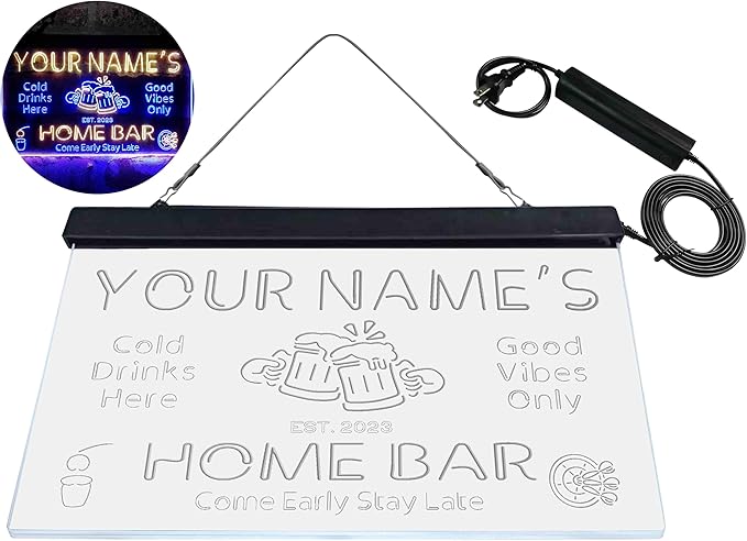 ADVPRO Personalized Your Name Custom Home Bar Beer Established Year Dual Color LED Neon Sign Blue & Yellow 16 x 12 Inches st6s43-p1-tm-by