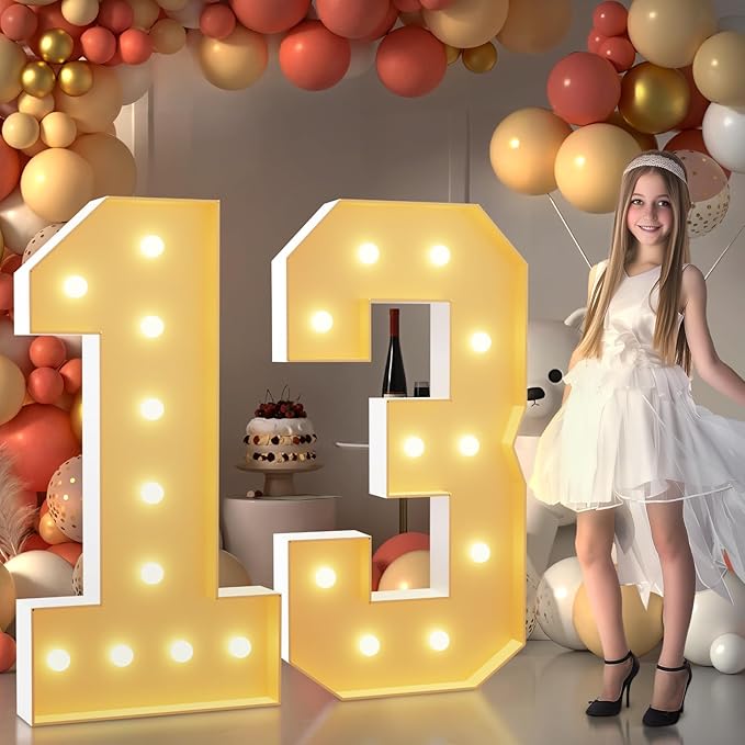 Event Party Supplies, 4 Ft Light Up Marquee Numbers with Foam Board Frame