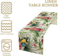 Parrot Table Runner, Tropical Palm Leaf Colorful Macaw Bird Watercolor
