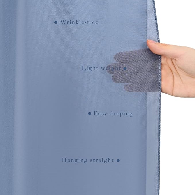 Wedding Arch Draping Fabric - Dusty Blue Chiffon, Set of 4 Panels, 20 Ft Length