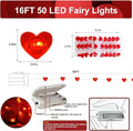 Valentine’s Day Heart Fairy String Lights 16FT 50 LEDs, 2 Pack – Red