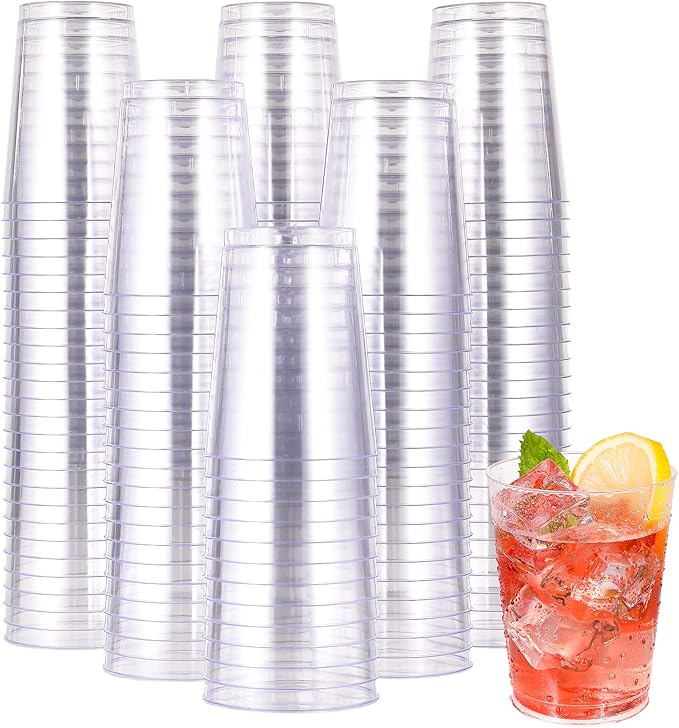 Clear Plastic Party Cups, 10 oz Disposable Tumblers, Pack of 200