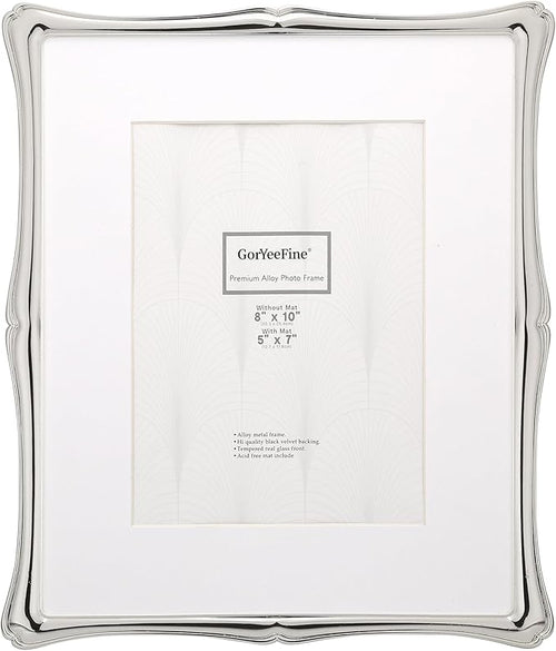 ' Premium Alloy Photo Frame with 5x7'' Mat, 8 X 10' – Silver, Luxury Hi