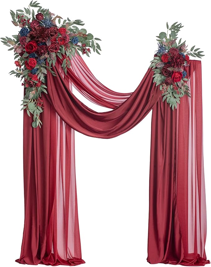 Artificial Flowers Arch Kit, Burgundy and Navy Silk, Pack of 4