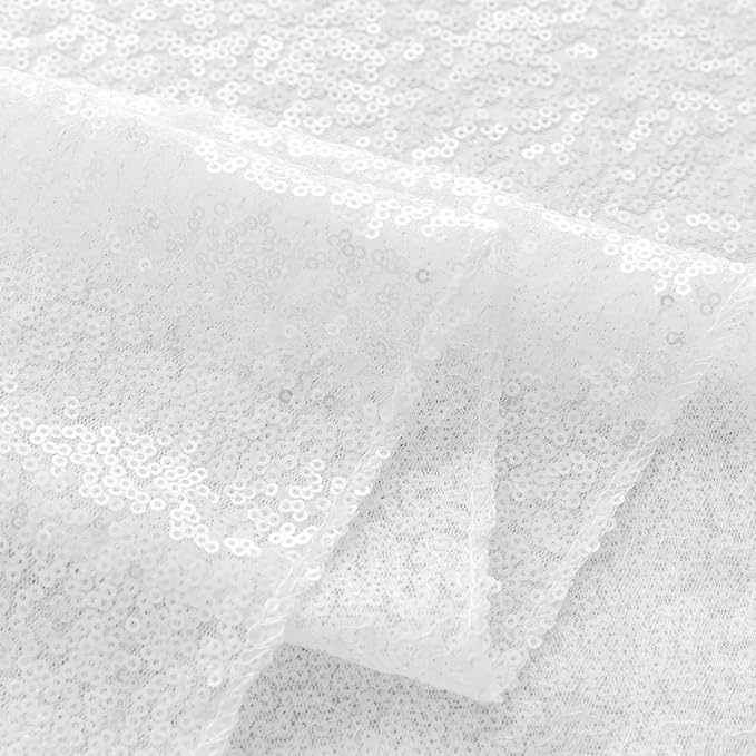 Sugargirl White Sequin Backdrop Curtain 4 Panels 2FTx8FT Glitter White Background Drapes Sparkle Photography Backdrop for Party Wedding Birthday Wall Decoration