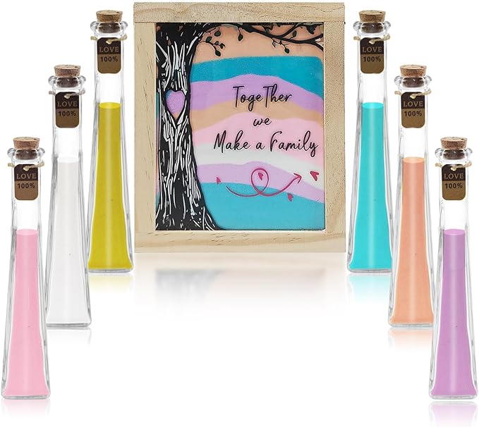 Sand Ceremony Vases Set with Wood Box and 6 Colors of Sand