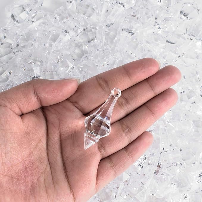 Super Z Outlet Acrylic Clear Ice Rock Diamond Chandelier Drops Crystals Treasure Gems for Table Scatters, Event, Wedding, Arts & Crafts, Birthday, Hanging Decoration Favor (112 Pieces)
