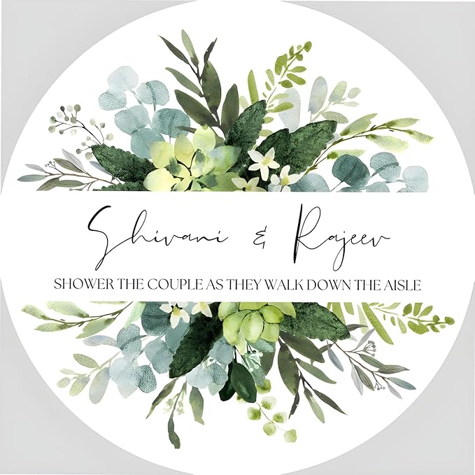 Custom Stickers for Weddings, Birthdays & Businesses - Personalized Labels with Your Logo - Waterproof, Fade and Heat Resistant - Pack of 100-1000 (Wreath Q, 3.5 Inch)