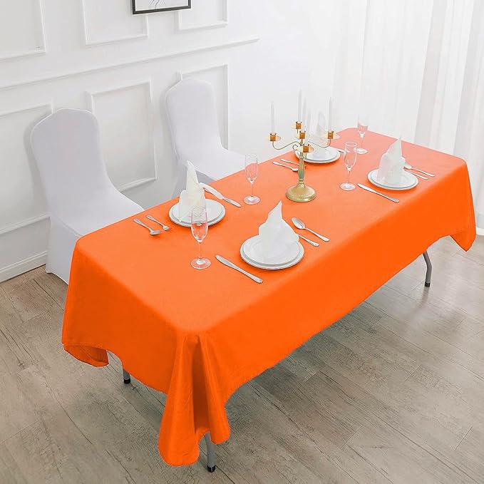 Rectangle Tablecloth 90x156 inch Washable Polyester Fabric Table Cloth for Wedding Party Dining Banquet Decoration（90x156, Orange）
