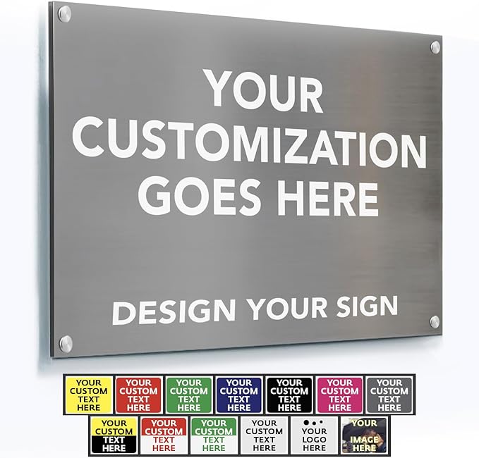 Custom Metal Signs, Personalized Aluminum, Customized Safety, Business Signs, Waterproof Outdoor, White Aluminum (Gray, 20x20 In)