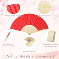 Paper Hand Fan and Organza Hand Fan Bags Bamboo Folded Hand, 80 Pieces