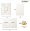 Laser Cut Quinceanera Invitations and Ivory White, 50pcs – Green