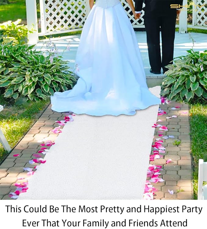 White Wedding Aisle Runner, 4 x 15 ft Rectangular Outdoor Rug
