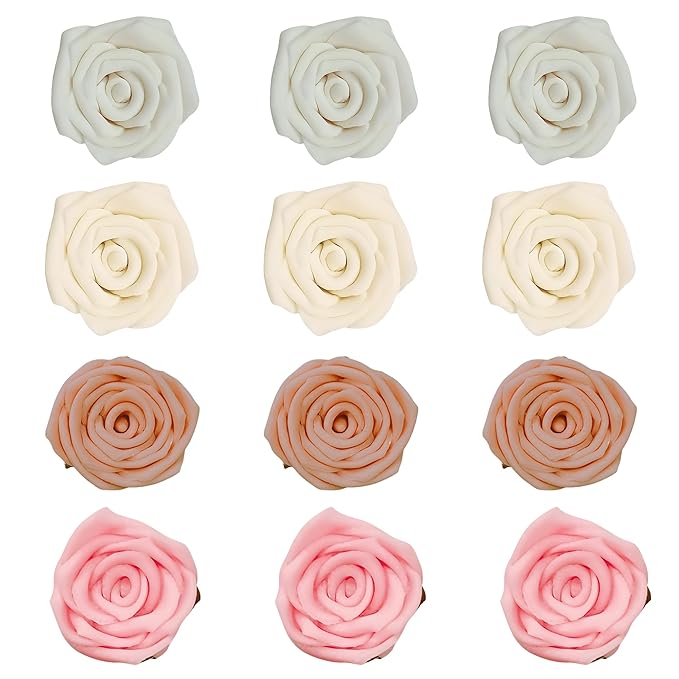 Edible Cake Toppers – 12 Sugar Roses, 1.5 Inch, Multiple Colors