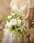 Green Bridal Bouquet for Bride – White
