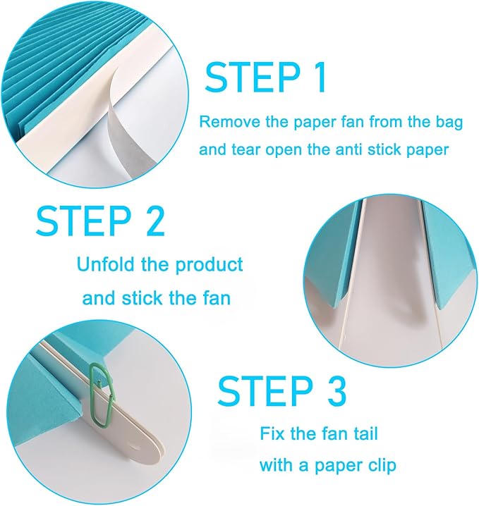 BARTHEW Blue Hanging Paper Fans,Blueaccessories Paper Decorations for Party,Blue Harmony Classroom Decorations,Party Decorations for Boys 8in Hanging Paper Fans 30 Color DIY Set (Sky Blue)