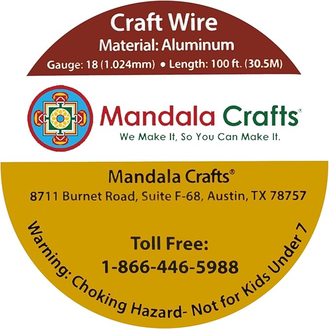 Mandala Crafts 18 Gauge Anodized Aluminum Craft Wire for Jewelry Making - 100 FT Colored Flexible Orange Wire - Bendable for Bonsai Armature Crafting Sculpting