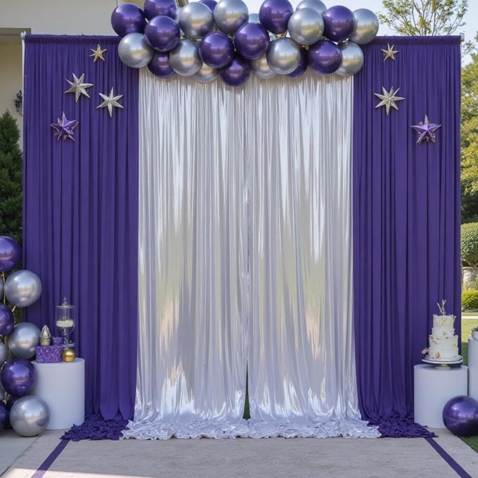 30x10 ft Wrinkle Free Silver Sequin Backdrop Curtain for Parties,Thick Not Fall Glitter Wedding Drapes Backdrop,4 Panels 5x10ft Shimmer Photo Wall Back Drop Cloth for Birthday Photography Background