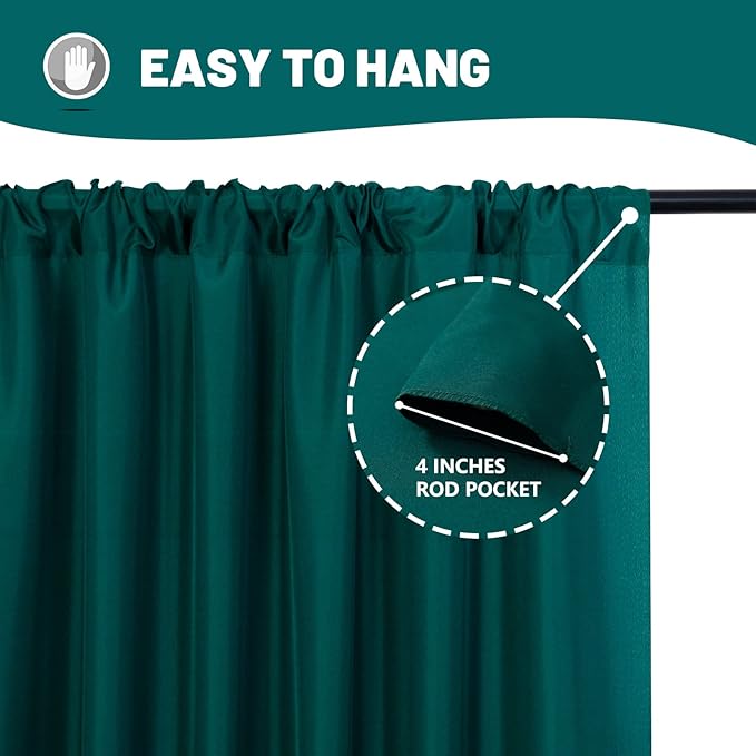 MYSKY HOME 10ft x 8ft Green Backdrop Curtains for Parties, Weddings, Stage, Baby Showers, Birthdays - 5ft x 8ft, 2 Panels