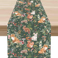 Rustic Forest Table Runner, Farmhouse Wild Woodland Animals Country Deer Fox Rabbits Watercolor Table Center Decor for Home Kitchen Dining Patio Holiday Party Outdoor Table Decorations, 13"x90" Inch