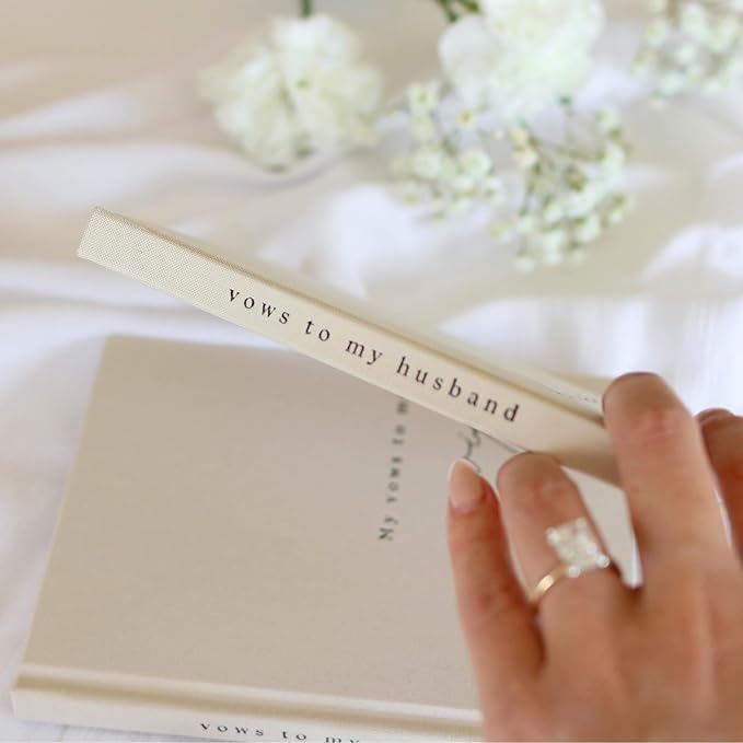 Guestbooks Wedding Vow Set, 2 Pack, Beige Linen Cover, 48 Pages