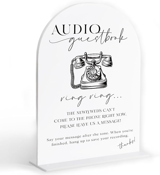 Decorative Wedding Sign Plaque, White Acrylic Arch with Base, 6x8 Inch