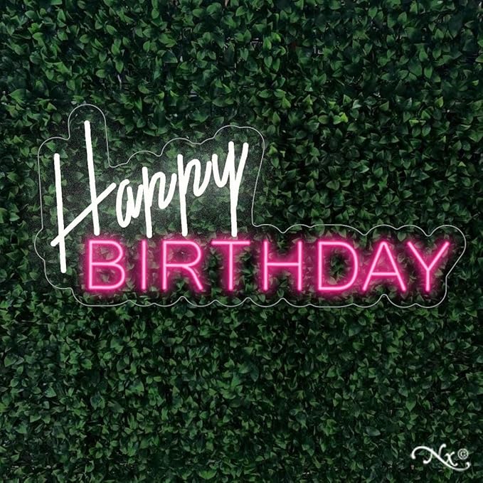 Lighted Neon Sign Night Light, Happy Birthday Design, USB Powered