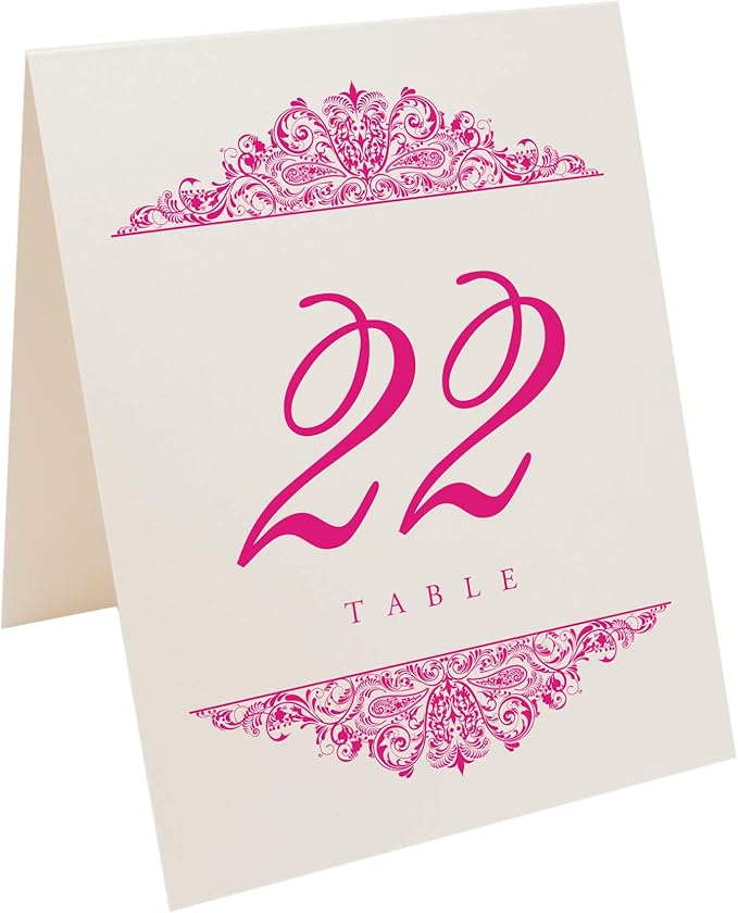 Place Cards Paisley Table Numbers 1-200, Champagne Heavyweight