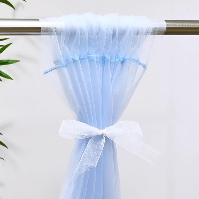 Baby Blue Tulle Backdrop Curtain for Baby Shower Boys Birthday Party Baby Blue Sheer Backdrop Curtains Drapes for Parties Photoshoot Background Decorations 2 Panels 5ft X 8 ft