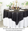 Sequin Tablecloth 72''x72'' Square Black Glitter Table Cover – Black