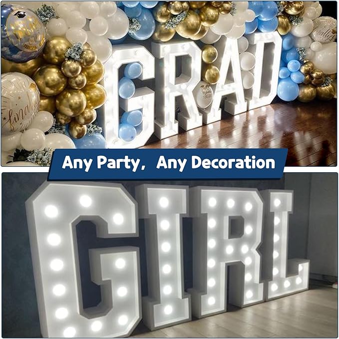 Marquee Letters 4 Feet Tall Large Light Up Letters Baby Shower Decorations Wedding Engagement Proposal White Party Decorations Marry Me Sign Big Cardboard Backdrop L
