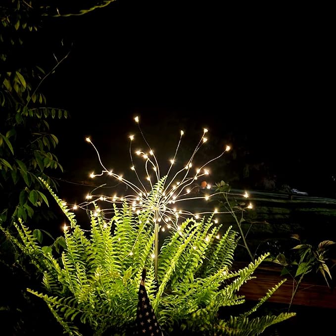 String Lights Solar Firework Lights 8 Pack, 200 LEDs, Warm White