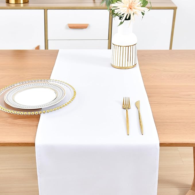 Farmhouse White Table Runner Dining Table Runners 48 Inches Long Coffee Table Runner for Dresser Living Room Bedroom Holiday Party Banquet 12X48 Inch