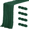 Aktor 4 Pack Emerald Green Table Runner Boho Cheesecloth Table Runner Semi Sheer Gauze Fabric Runners for Wedding Birthday Baby Shower Party Boho Table Decoration（Emerald Green）