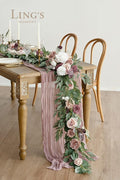 Flower Garland – Pink, Sweetheart Table Decor, 6FT Eucalyptus & Rose