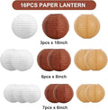 Paper Lanterns in Brown, Earthy Yellow and White, Round Foldable Party Decor