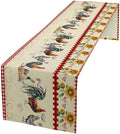 Rustic Rooster Table Runner,Vintage Country Farm Sunflower Chicken Red Plaid Print Tablecloth Burlap for Hotel Indoors Outdoor Dining Room Kitchen Home Decor,W13X L80 in