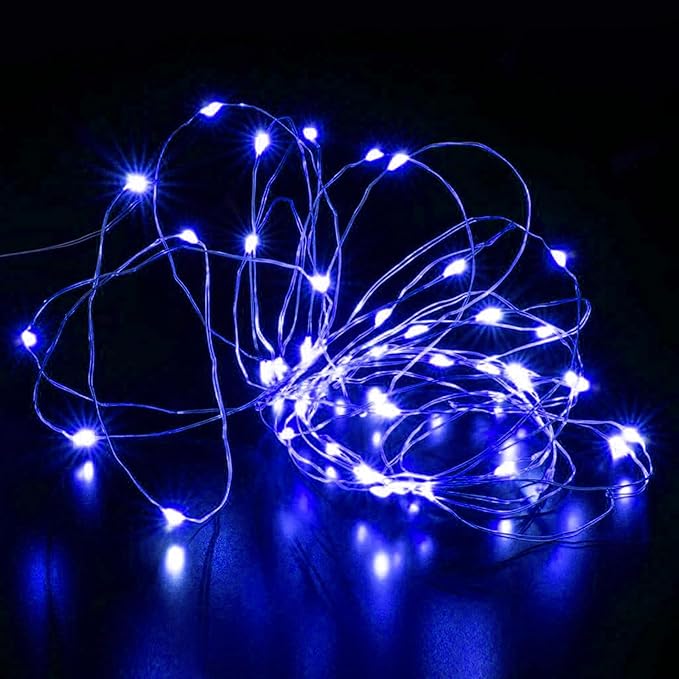 Aogist Led Fairy Lights 3 Modes Battery Operated String Lights Waterproof Silver Wire 7 Feet Firefly Starry Moon Mason Jar Lights for DIY Wedding Party Christmas (Blue, 20 Pack)