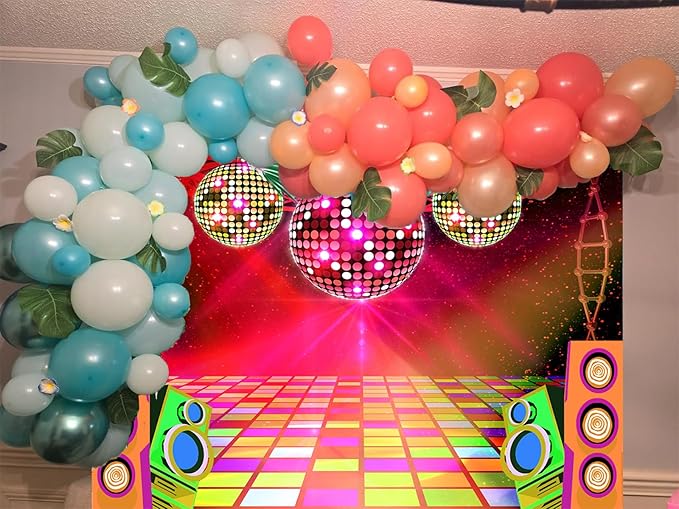 20X10ft Dance Party Backdrop Retro 70s 80s 90s Theme Glitter Stage Dance Ball Background Disco Party Decoration DJ Backdrop Banner for Birthday Party Prom Portrait Photo Shoot Polyester, Green